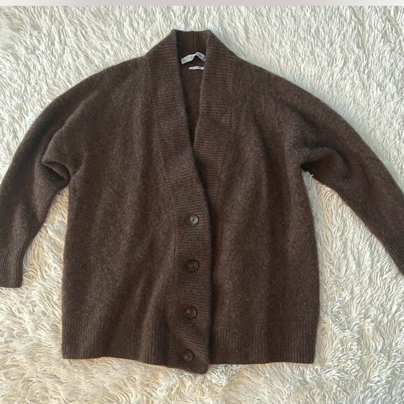 Zara Knit 100% Cashmere Cardigan Chocolate Brown SZ M EUC - Picture 2 of 4